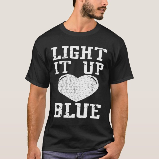 Tänd den blå  Pusselbit Autism Acceptans  1 T Shirt (Framsida)