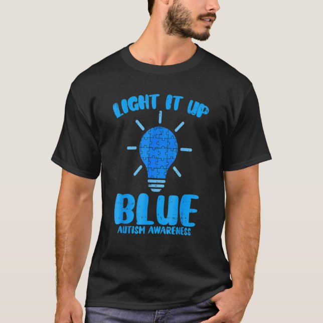 Tänd det blått Pusselbit Autism Acceptans T Shirt (Framsida)