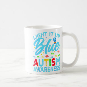 Tänd Det Upp Blått Autism Medvetenhet Män Kvinnor Kaffemugg