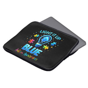Tänd Det Upp Blått Autistisk Autism Medvetenhet Laptop Fodral
