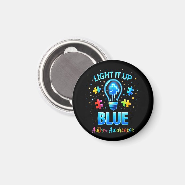 Tänd Det Upp Blått Autistisk Autism Medvetenhet Magnet (Front/Back)