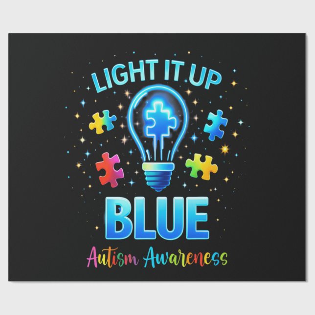 Tänd Det Upp Blått Autistisk Autism Medvetenhet Presentpapper (Platt)