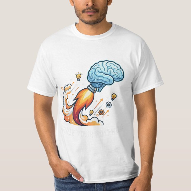 Tänd din potential Rocket Brain Motiverande Gr T Shirt (Framsida)