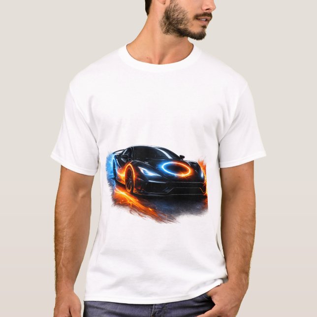 Tänd elden Neon sportbil T Shirt (Framsida)