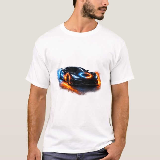 Tänd elden Neon Sportbil T Shirt (Framsida)