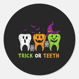 Tand- eller tjugonfjälltandad Halloween-dentis Runt Klistermärke