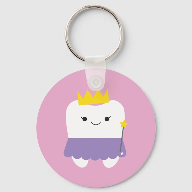 Tand Fairy Button Keychain Nyckelring (Framsida)