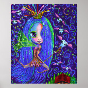 Tand Fairy with Toothbrush Krona & Flies Teeth Poster