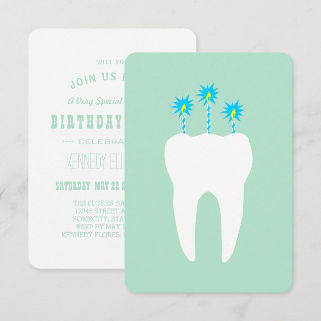 Tand firande med ljus inbjudningar (Fram/baksida)