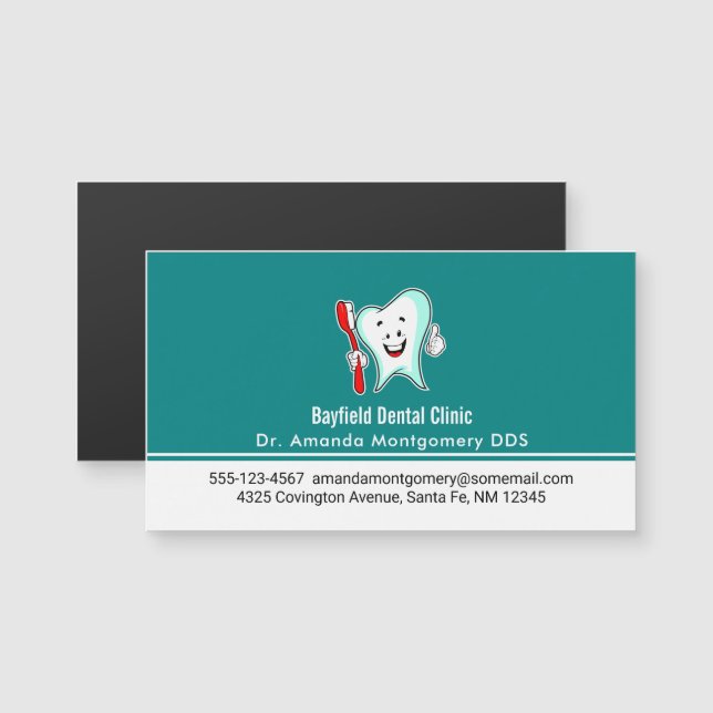 Tand för tandvård Lycklig med tandborste (Fram/baksida)