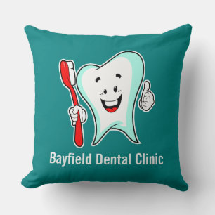 Tand för tandvård Lycklig med tandborste Kudde