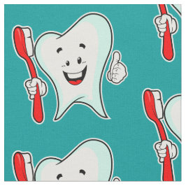 Tand för tandvård Lycklig med tandborste Mönster Tyg