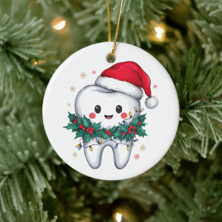 Tand jul Tandläkare Munhygienist Julhatt Julgransprydnad Keramik