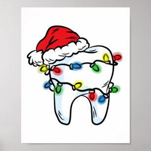 Tand julbelysning Santa mössa tandläkare tandhygie Poster