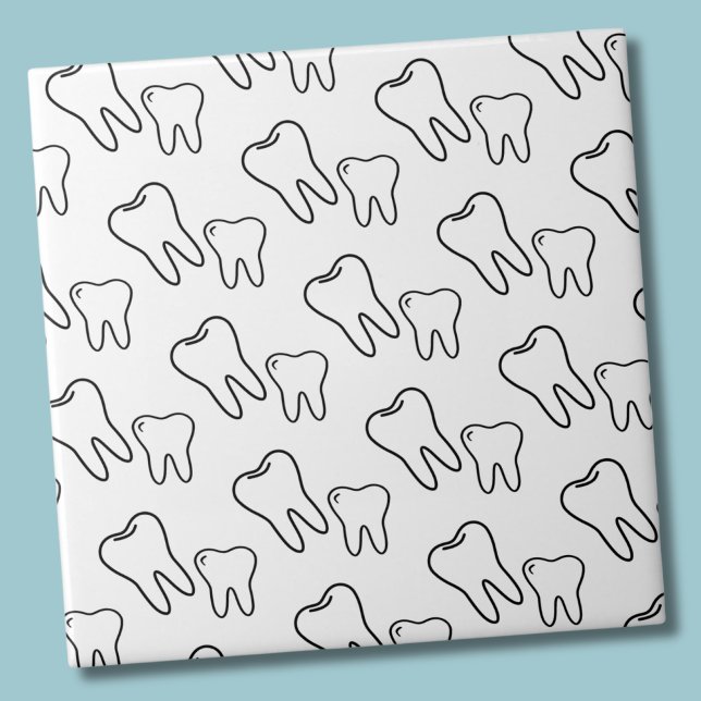 Tand Kakelplatta (Cute Simple Black White Dentist Tooth Pattern Ceramic Tile)