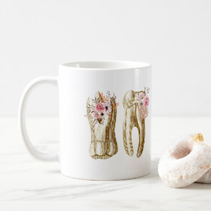 Tand- kindtandtandillustration med blommor kaffemugg