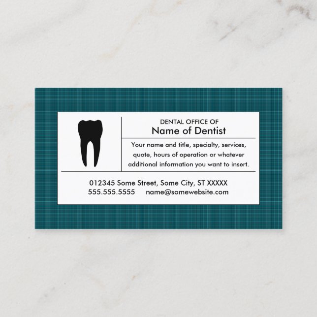 tand- kontor för pläd visitkort (Framsida)