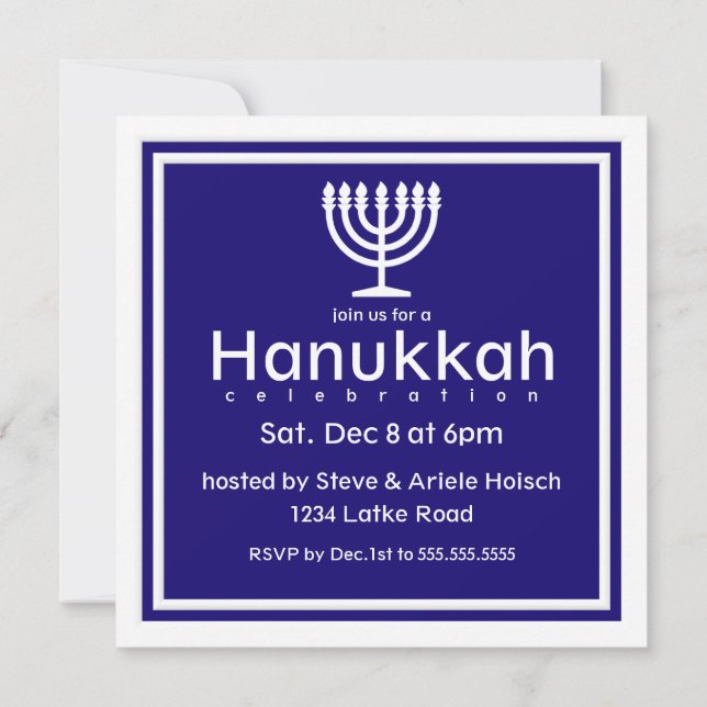 TÄND LJUS OCH ÄT LATKES Hanukkah Inbjudningar (Baksida)