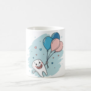 Tand med glatt Tecknad med ballonger - tandhälsa Kaffemugg