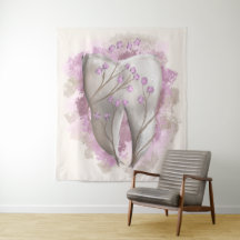 Tand och blommor, surrealistisk målning. Tandläkar