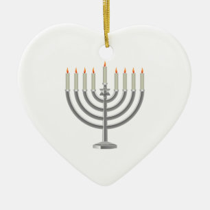 Tänd silverHanukkah menora med davidsstjärnan Julgransprydnad Keramik