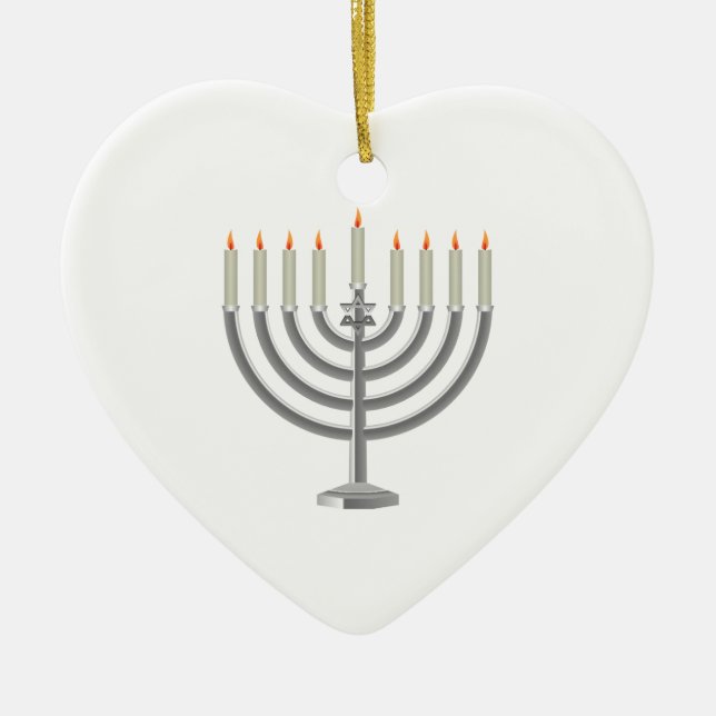 Tänd silverHanukkah menora med davidsstjärnan Julgransprydnad Keramik (Framsidan)