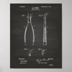 Tand- svart tavla för konst för kirurgisk tång poster