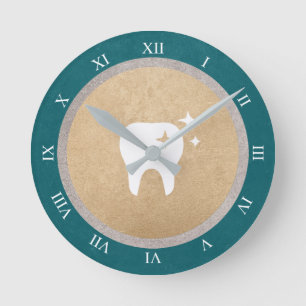 Tand   Tandromerska siffror för Guld och Silver Rund Klocka