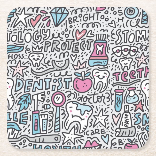 Tand- tecknadmönster underlägg papper kvadrat (Framsidan)