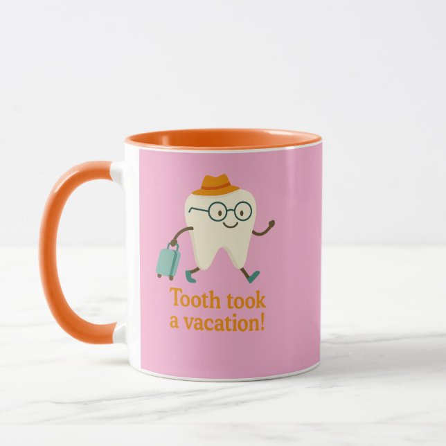 Tand Tog Semester Kaffemugg | Rolig Tand   (Vänster)