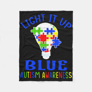 Tänd upp det i blått Autism Acceptans Autistisk Pu Fleecefilt