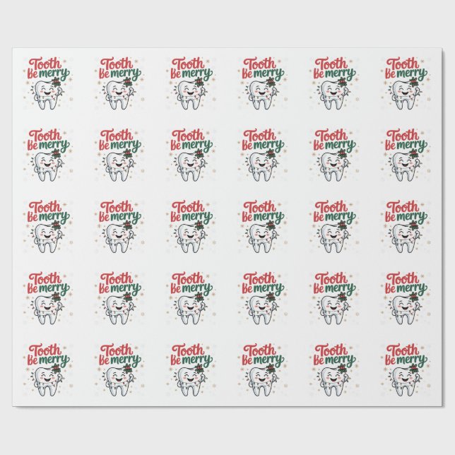 Tand vara glad rolig tandläkare jul presentpapper (Platt)