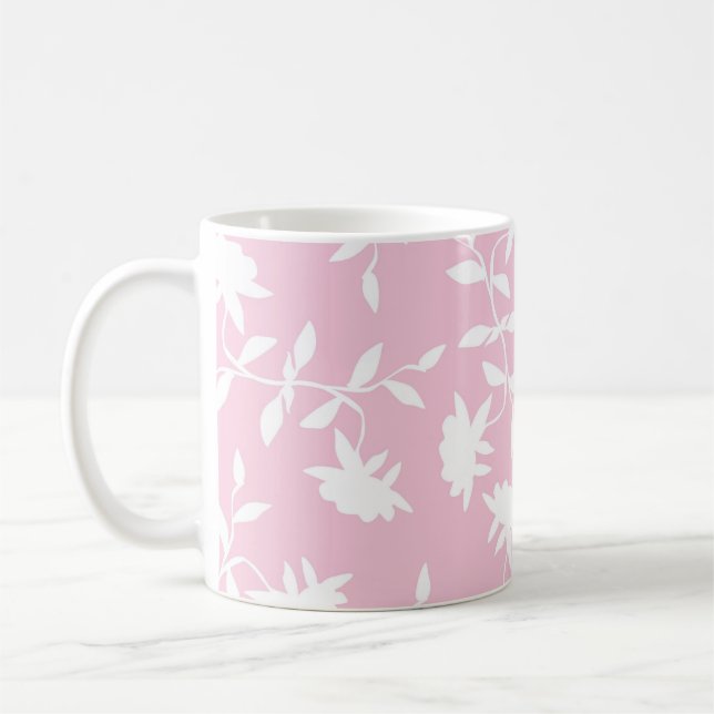Tända - den rosa tropiska blommönstret kaffemugg (Vänster)