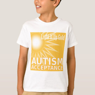 Tända det upp guld för Autismgodtagande T-shirt