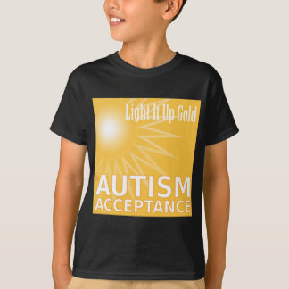 Tända det upp guld för Autismgodtagande T-shirt