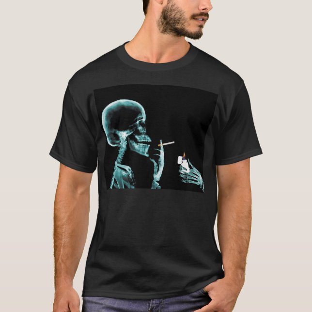 tända en rök x-ray skelett t-shirt (Framsida)