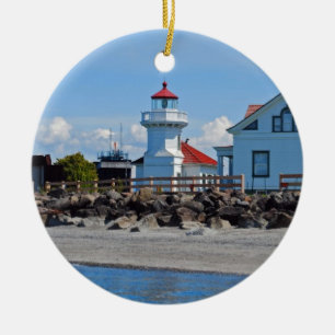 Tända huset julgransprydnad keramik