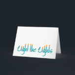 Tända ljuset helgkort<br><div class="desc">Tända det ljusChanukah kortet,  den typografiska designen inkorporerar tände stearinljus.</div>