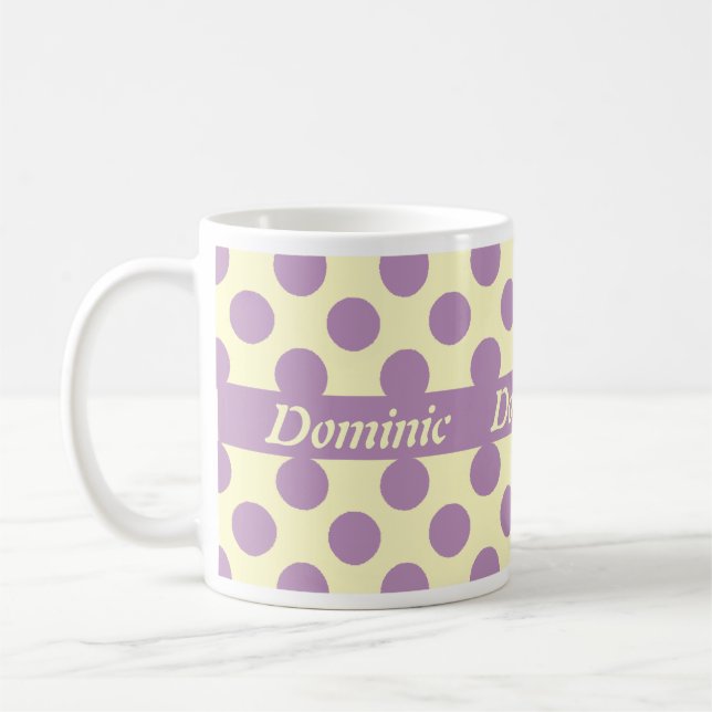 Tända - purpurfärgade polka dotspersonlig mugg (Vänster)