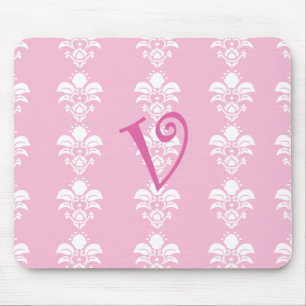 Tända - rosa Mousepad vitdamast "v ", Musmatta