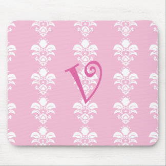 Tända - rosa Mousepad vitdamast "v ", Musmatta