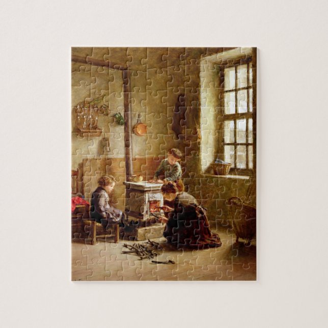 Tända ugnen, 1886 (olja på panel) pussel (Vertikal)