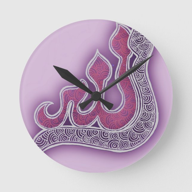 tända - violett Allah henna Rund Klocka (Framsida)