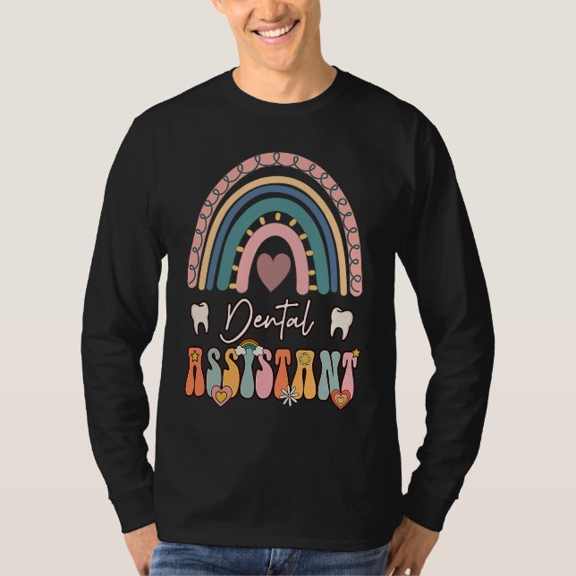 Tandassistenten Groovy Retro Vintage Rainbow Cute T Shirt (Framsida)