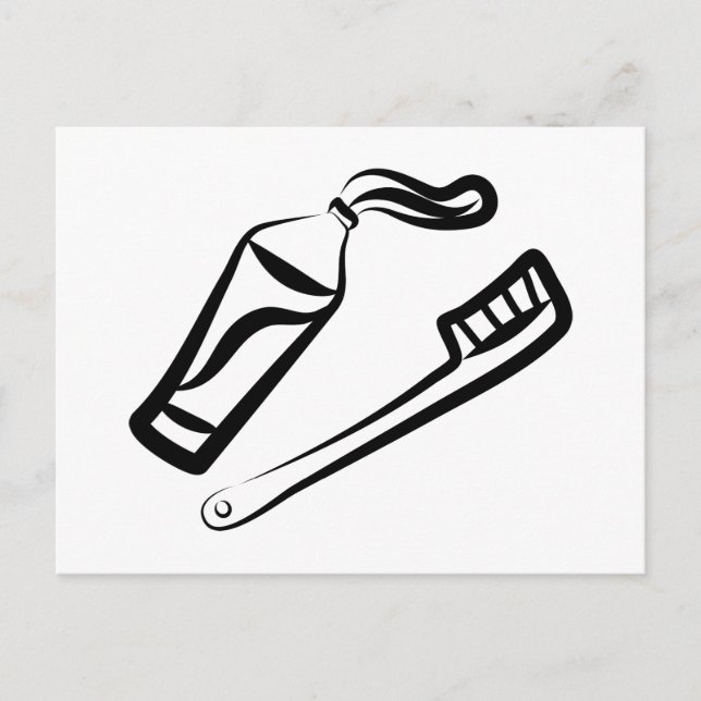 Tandborst och inklistring vykort (Framsida)