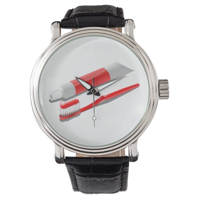 Tandborst och tandkräm armbandsur (Framsida)