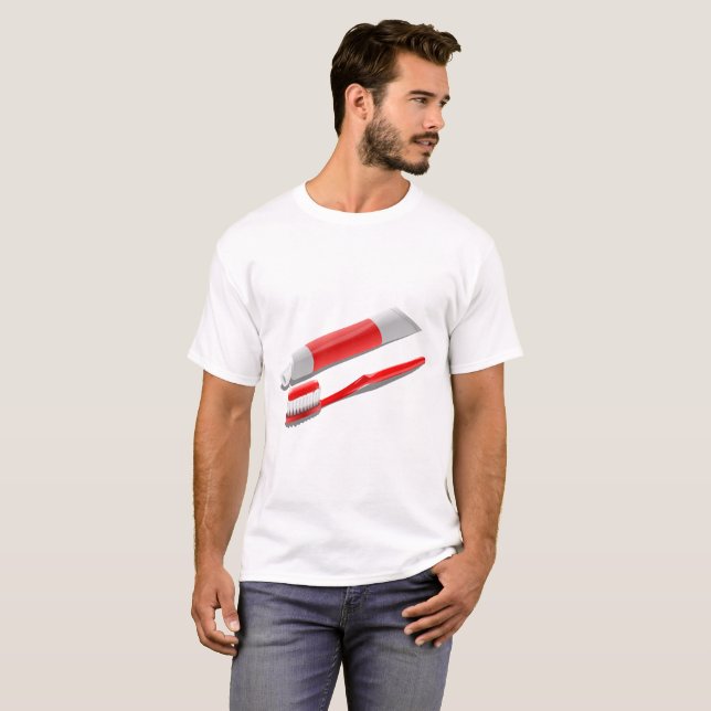 Tandborste och tandkräm t-shirt (Hel framsida)