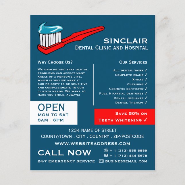 Tandborste & tandkräm, Tandvård, tandprovert Flygblad (Framsidan)