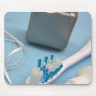 Tandborste, toothpaste och floss. musmatta