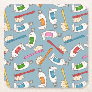 Tandborste- & Toothpastemönster Underlägg Papper Kvadrat
